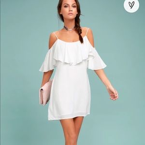Lulu’S Off-Shoulder White Ruffle Dress